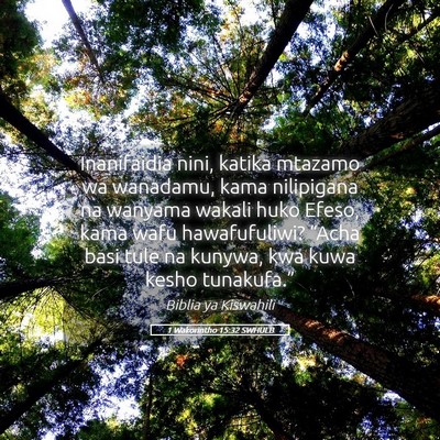 Picture 05 - 1 Wakorintho 15:32 SWHULB - Inanifaidia nini, katika mtazamo wa wanadamu, - Bible Verse Picture