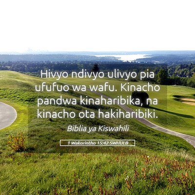 Picture 05 - 1 Wakorintho 15:42 SWHULB - Hivyo ndivyo ulivyo pia ufufuo wa wafu. Kinacho - Bible Verse Picture