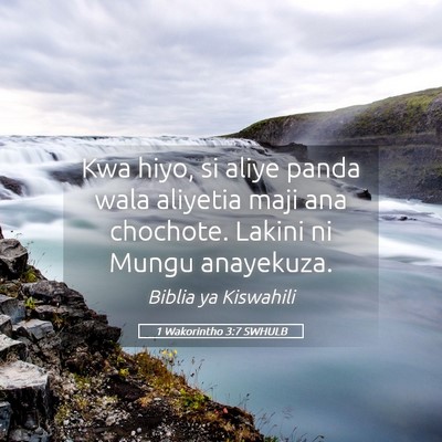 Picture 05 - 1 Wakorintho 3:7 SWHULB - Kwa hiyo, si aliye panda wala aliyetia maji ana - Bible Verse Picture