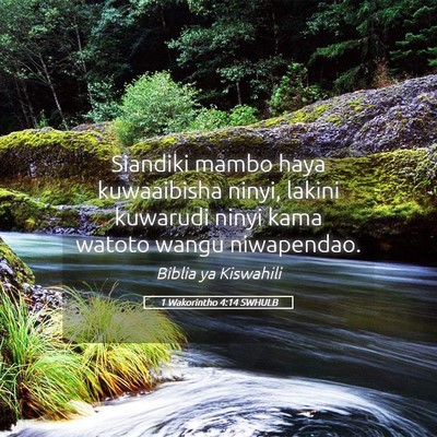 Picture 05 - 1 Wakorintho 4:14 SWHULB - Siandiki mambo haya kuwaaibisha ninyi, lakini - Bible Verse Picture
