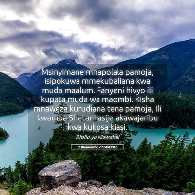 Picture 05 - 1 Wakorintho 7:5 SWHULB - Msinyimane mnapolala pamoja, isipokuwa - Bible Verse Picture