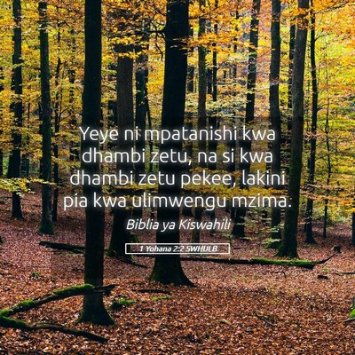 Picture 05 - 1 Yohana 2:2 SWHULB - Yeye ni mpatanishi kwa dhambi zetu, na si kwa - Bible Verse Picture