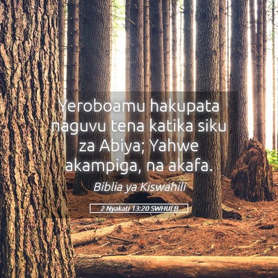 Picture 05 - 2 Nyakati 13:20 SWHULB - Yeroboamu hakupata naguvu tena katika siku za - Bible Verse Picture