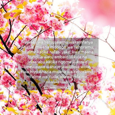 Picture 05 - 2 Nyakati 22:1 SWHULB - Wakaaji wa Yersusalemu wakamfanya Ahazia, mwana - Bible Verse Picture