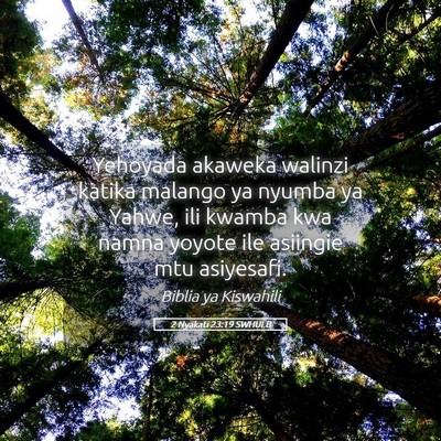 Picture 05 - 2 Nyakati 23:19 SWHULB - Yehoyada akaweka walinzi katika malango ya nyumba - Bible Verse Picture