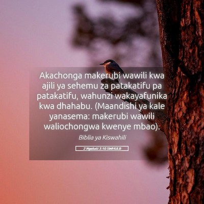 Picture 05 - 2 Nyakati 3:10 SWHULB - Akachonga makerubi wawili kwa ajili ya sehemu za - Bible Verse Picture