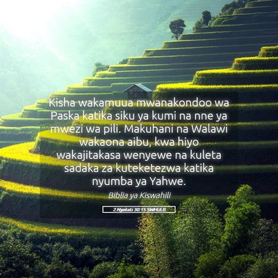 Picture 05 - 2 Nyakati 30:15 SWHULB - Kisha wakamuua mwanakondoo wa Paska katika siku - Bible Verse Picture