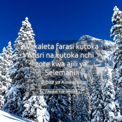 Picture 05 - 2 Nyakati 9:28 SWHULB - Wakaleta farasi kutoka Misri na kutoka nchi zote - Bible Verse Picture