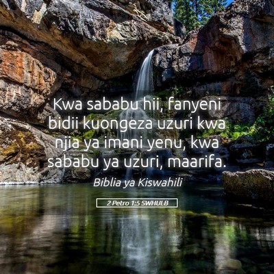 Picture 05 - 2 Petro 1:5 SWHULB - Kwa sababu hii, fanyeni bidii kuongeza uzuri kwa - Bible Verse Picture