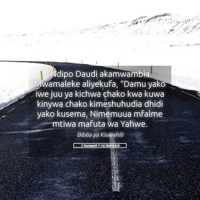 Picture 05 - 2 Samweli 1:16 SWHULB - Ndipo Daudi akamwambia Mwamaleke aliyekufa, - Bible Verse Picture