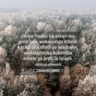Picture 05 - 2 Samweli 10:13 SWHULB - Hivyo Yoabu na askari wa jeshi lake wakasonga - Bible Verse Picture