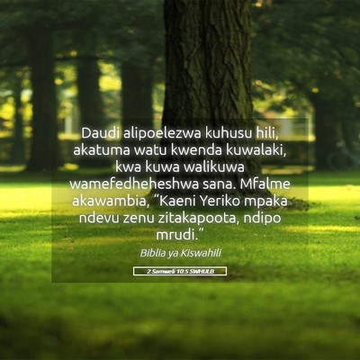 Picture 05 - 2 Samweli 10:5 SWHULB - Daudi alipoelezwa kuhusu hili, akatuma watu - Bible Verse Picture