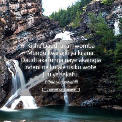 Picture 05 - 2 Samweli 12:16 SWHULB - Kisha Daudi akamwomba Mungu kwa ajili ya kijana. - Bible Verse Picture