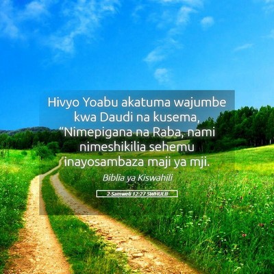 Picture 05 - 2 Samweli 12:27 SWHULB - Hivyo Yoabu akatuma wajumbe kwa Daudi na kusema, - Bible Verse Picture