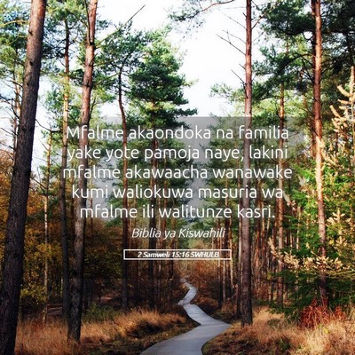 Picture 05 - 2 Samweli 15:16 SWHULB - Mfalme akaondoka na familia yake yote pamoja - Bible Verse Picture