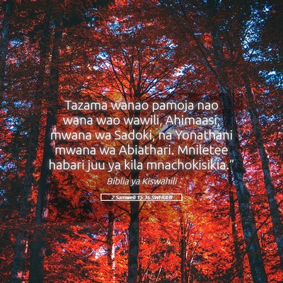 Picture 05 - 2 Samweli 15:36 SWHULB - Tazama wanao pamoja nao wana wao wawili, - Bible Verse Picture