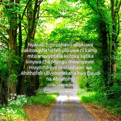 Picture 05 - 2 Samweli 16:23 SWHULB - Nyakati hizo ushauri aliokuwa akitoa Ahithofeli - Bible Verse Picture