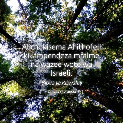 Picture 05 - 2 Samweli 17:4 SWHULB - Alichokisema Ahithofeli kikampendeza mfalme na - Bible Verse Picture
