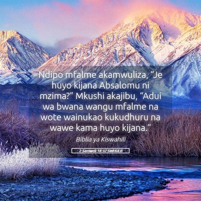 Picture 05 - 2 Samweli 18:32 SWHULB - Ndipo mfalme akamwuliza, “Je huyo kijana - Bible Verse Picture