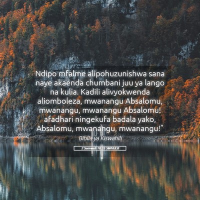 Picture 05 - 2 Samweli 18:33 SWHULB - Ndipo mfalme alipohuzunishwa sana naye akaenda - Bible Verse Picture