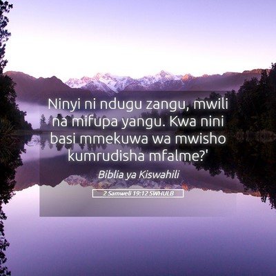 Picture 05 - 2 Samweli 19:12 SWHULB - Ninyi ni ndugu zangu, mwili na mifupa yangu. Kwa - Bible Verse Picture