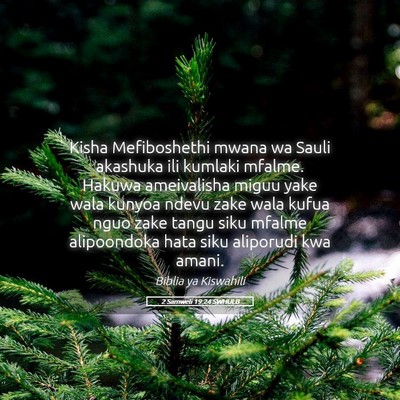 Picture 05 - 2 Samweli 19:24 SWHULB - Kisha Mefiboshethi mwana wa Sauli akashuka ili - Bible Verse Picture