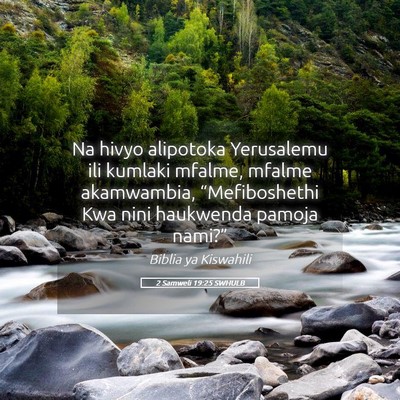 Picture 05 - 2 Samweli 19:25 SWHULB - Na hivyo alipotoka Yerusalemu ili kumlaki mfalme, - Bible Verse Picture