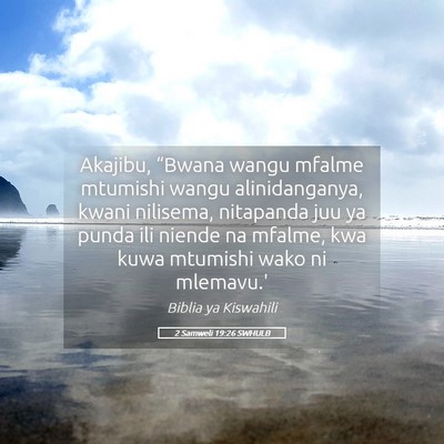 Picture 05 - 2 Samweli 19:26 SWHULB - Akajibu, “Bwana wangu mfalme mtumishi wangu - Bible Verse Picture