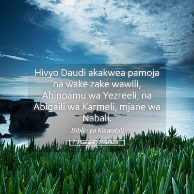 Picture 05 - 2 Samweli 2:2 SWHULB - Hivyo Daudi akakwea pamoja na wake zake wawili, - Bible Verse Picture