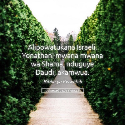 Picture 05 - 2 Samweli 21:21 SWHULB - Alipowatukana Israeli, Yonathani mwana mwana wa - Bible Verse Picture
