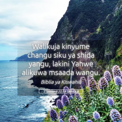 Picture 05 - 2 Samweli 22:19 SWHULB - Walikuja kinyume changu siku ya shida yangu, - Bible Verse Picture