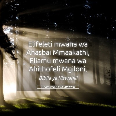 Picture 05 - 2 Samweli 23:34 SWHULB - Elifeleti mwana wa Ahasbai Mmaakathi, Eliamu - Bible Verse Picture