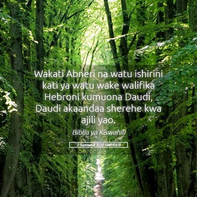 Picture 05 - 2 Samweli 3:20 SWHULB - Wakati Abneri na watu ishirini kati ya watu wake - Bible Verse Picture