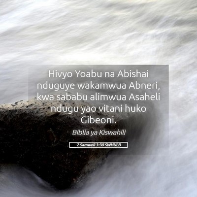 Picture 05 - 2 Samweli 3:30 SWHULB - Hivyo Yoabu na Abishai nduguye wakamwua Abneri, - Bible Verse Picture
