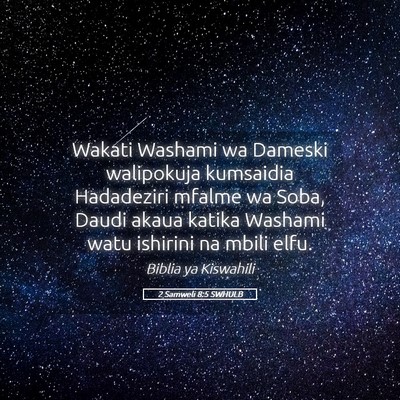 Picture 05 - 2 Samweli 8:5 SWHULB - Wakati Washami wa Dameski walipokuja kumsaidia - Bible Verse Picture