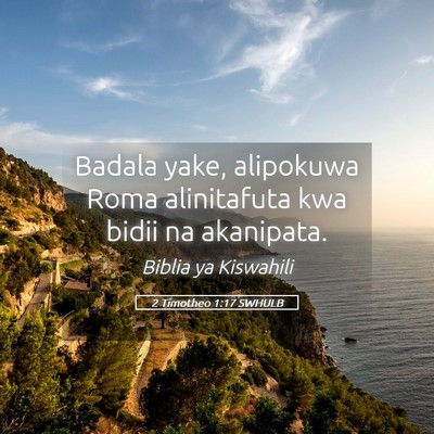 Picture 05 - 2 Timotheo 1:17 SWHULB - Badala yake, alipokuwa Roma alinitafuta kwa bidii - Bible Verse Picture