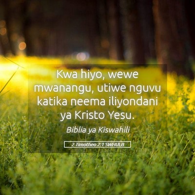 Picture 05 - 2 Timotheo 2:1 SWHULB - Kwa hiyo, wewe mwanangu, utiwe nguvu katika neema - Bible Verse Picture