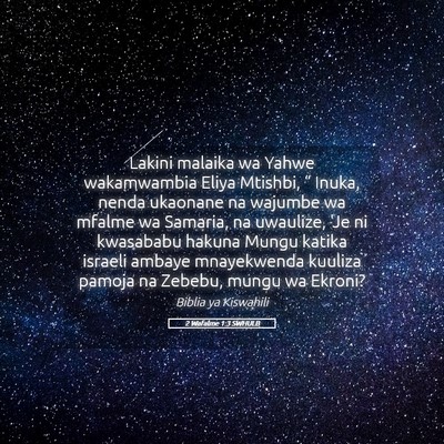 Picture 05 - 2 Wafalme 1:3 SWHULB - Lakini malaika wa Yahwe wakamwambia Eliya - Bible Verse Picture