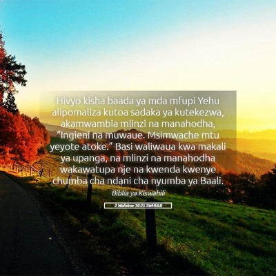 Picture 05 - 2 Wafalme 10:25 SWHULB - Hivyo kisha baada ya mda mfupi Yehu alipomaliza - Bible Verse Picture