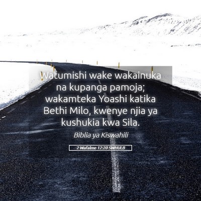 Picture 05 - 2 Wafalme 12:20 SWHULB - Watumishi wake wakainuka na kupanga pamoja; - Bible Verse Picture