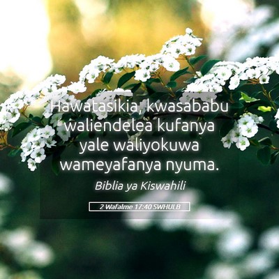 Picture 05 - 2 Wafalme 17:40 SWHULB - Hawatasikia, kwasababu waliendelea kufanya yale - Bible Verse Picture