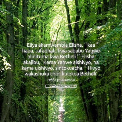 Picture 05 - 2 Wafalme 2:2 SWHULB - Eliya akamwambia Elisha, '“kaa hapa, tafadhali, - Bible Verse Picture