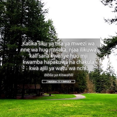 Picture 05 - 2 Wafalme 25:3 SWHULB - Katika siku ya tisa ya mwezi wa nne wa huo mwaka, - Bible Verse Picture