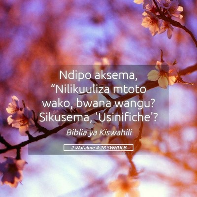 Picture 05 - 2 Wafalme 4:28 SWHULB - Ndipo aksema, “Nilikuuliza mtoto wako, bwana - Bible Verse Picture