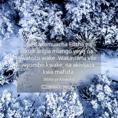 Picture 05 - 2 Wafalme 4:5 SWHULB - Basi akamuacha Elisha na kujifungia mlango yeye - Bible Verse Picture