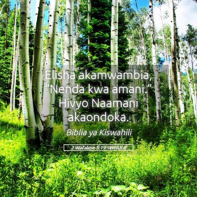 Picture 05 - 2 Wafalme 5:19 SWHULB - Elisha akamwambia, “Nenda kwa amani.” Hivyo - Bible Verse Picture