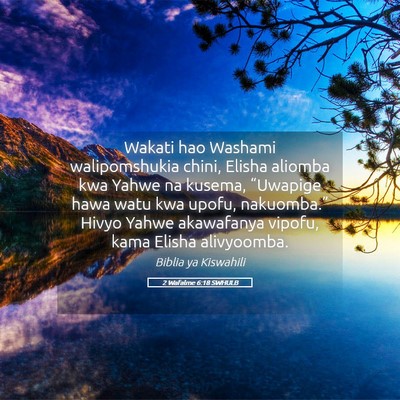 Picture 05 - 2 Wafalme 6:18 SWHULB - Wakati hao Washami walipomshukia chini, Elisha - Bible Verse Picture