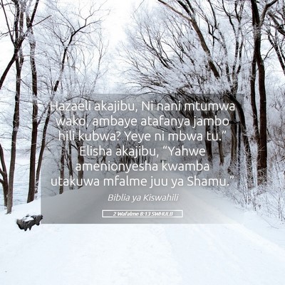 Picture 05 - 2 Wafalme 8:13 SWHULB - Hazaeli akajibu, Ni nani mtumwa wako, ambaye - Bible Verse Picture