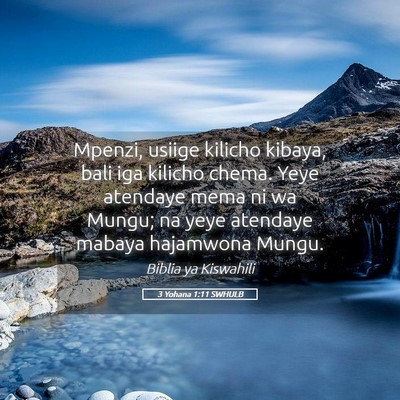 Picture 05 - 3 Yohana 1:11 SWHULB - Mpenzi, usiige kilicho kibaya, bali iga kilicho - Bible Verse Picture