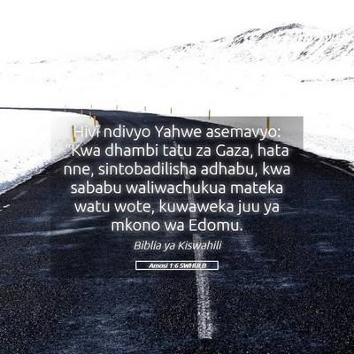 Picture 05 - Amosi 1:6 SWHULB - Hivi ndivyo Yahwe asemavyo: “Kwa dhambi tatu za - Bible Verse Picture